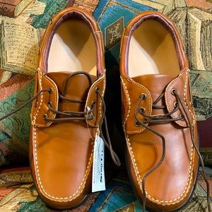 Brand new men boat shoe Size 13W Brown w/tan panels$240.00 free inserts included